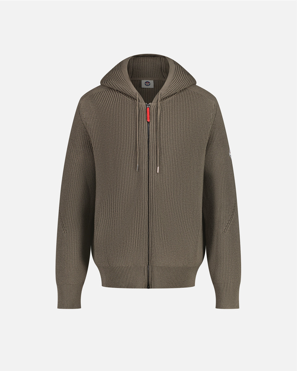 KHAKI MEN'S HOODED MERINOS JUMPER