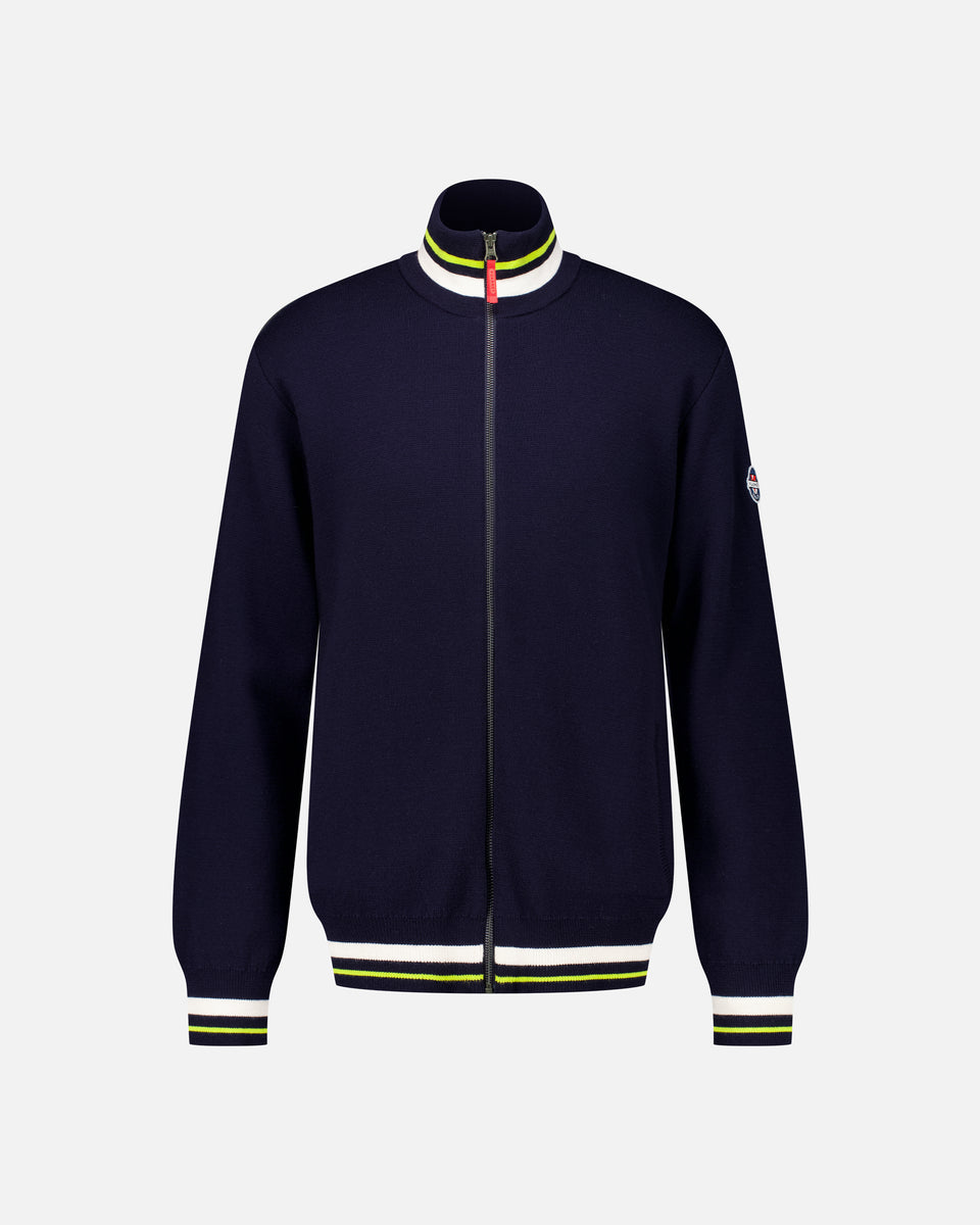 NAVY MEN'S ZIPPED MERINOS PULLOVER