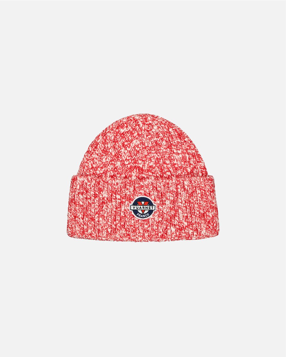 TWO-TONE RED/WHITE BEANIE