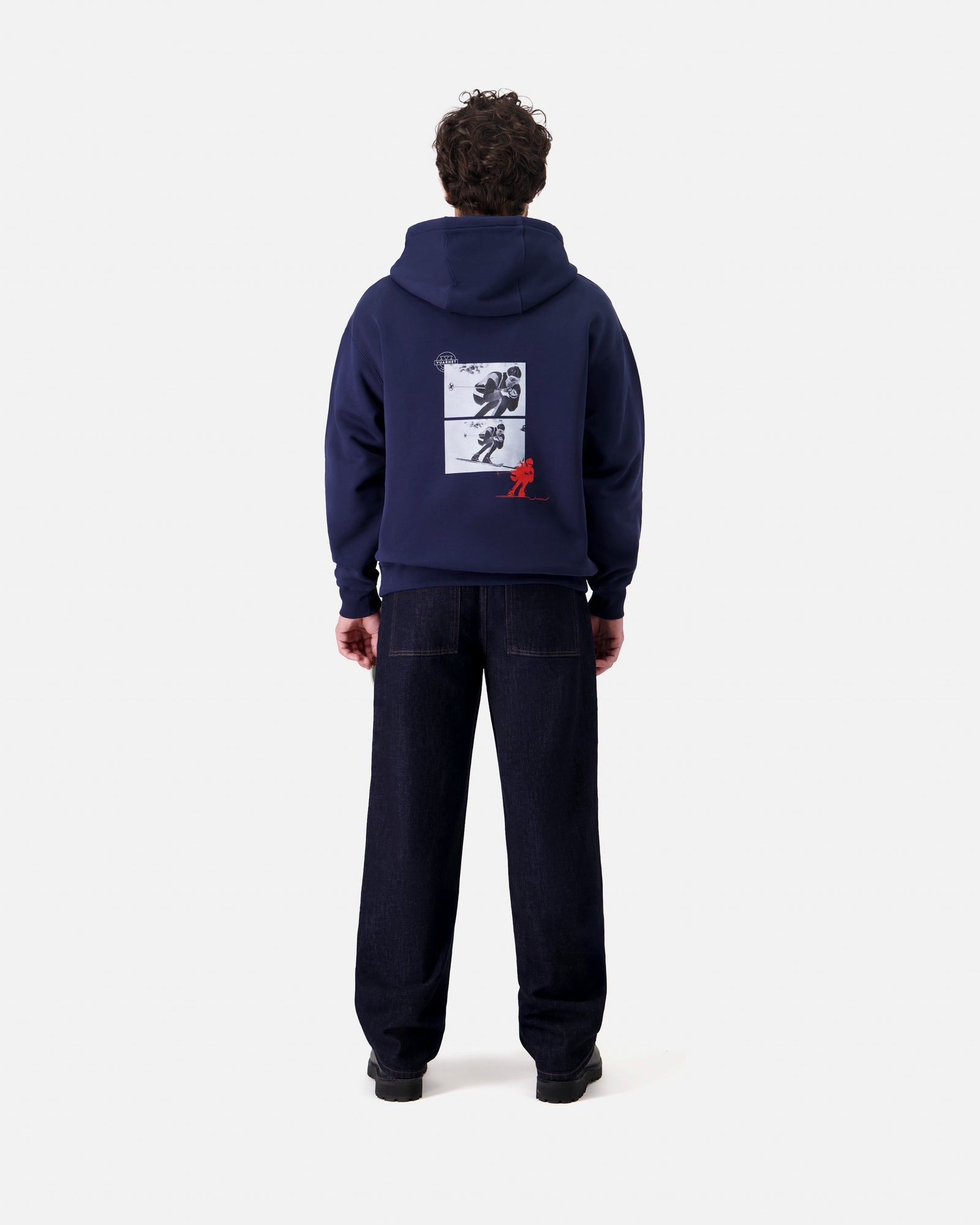 NAVY BLUE MEN'S HOODIE LOGO SKIER