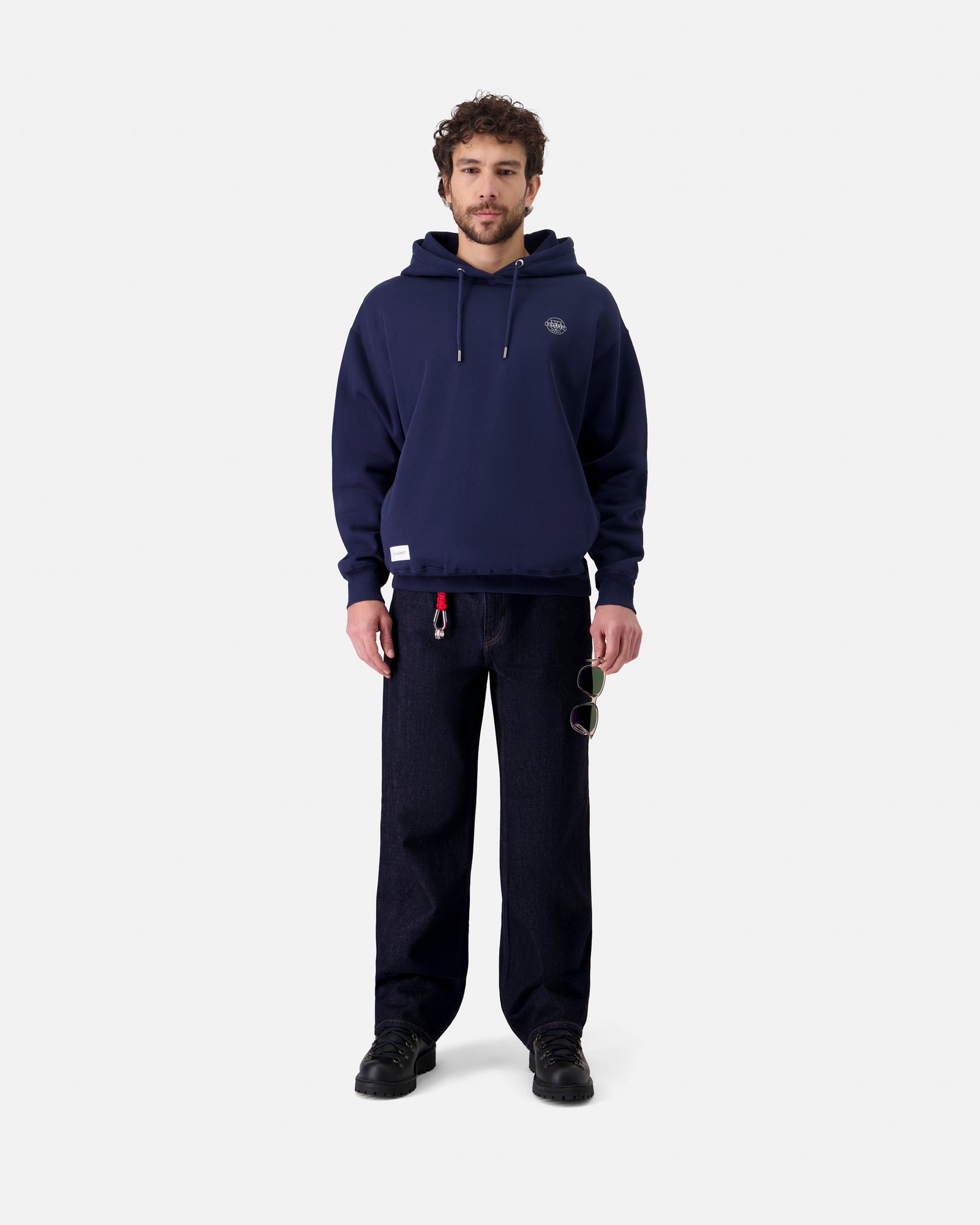 NAVY BLUE MEN'S HOODIE LOGO SKIER