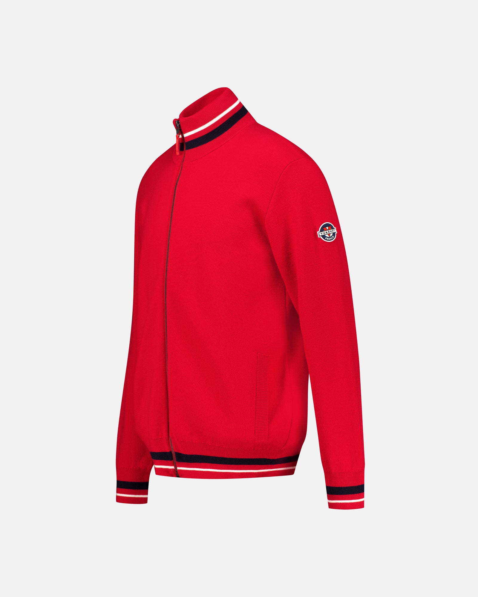 RED MEN'S ZIPPED MERINOS PULLOVER