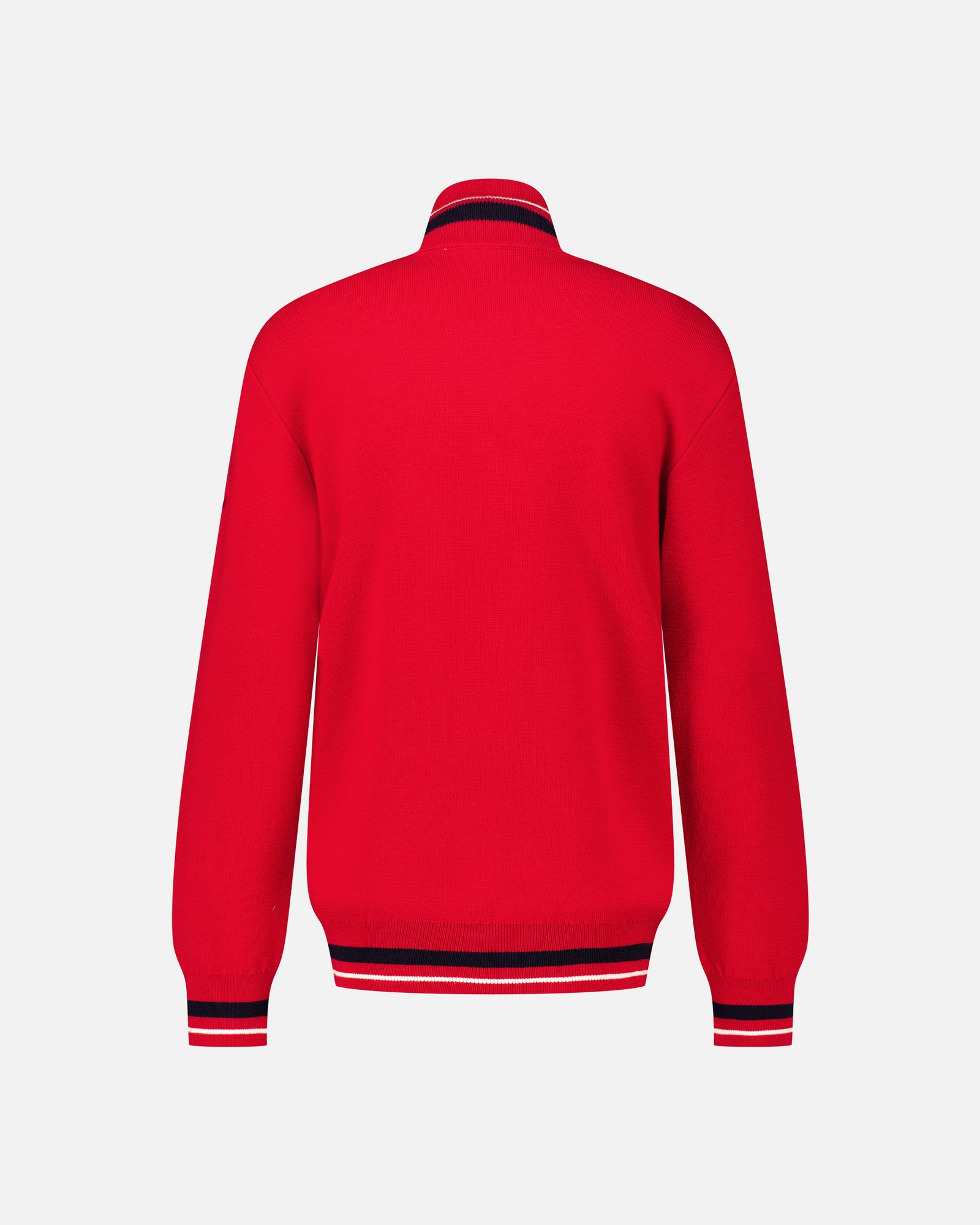 RED MEN'S ZIPPED MERINOS PULLOVER