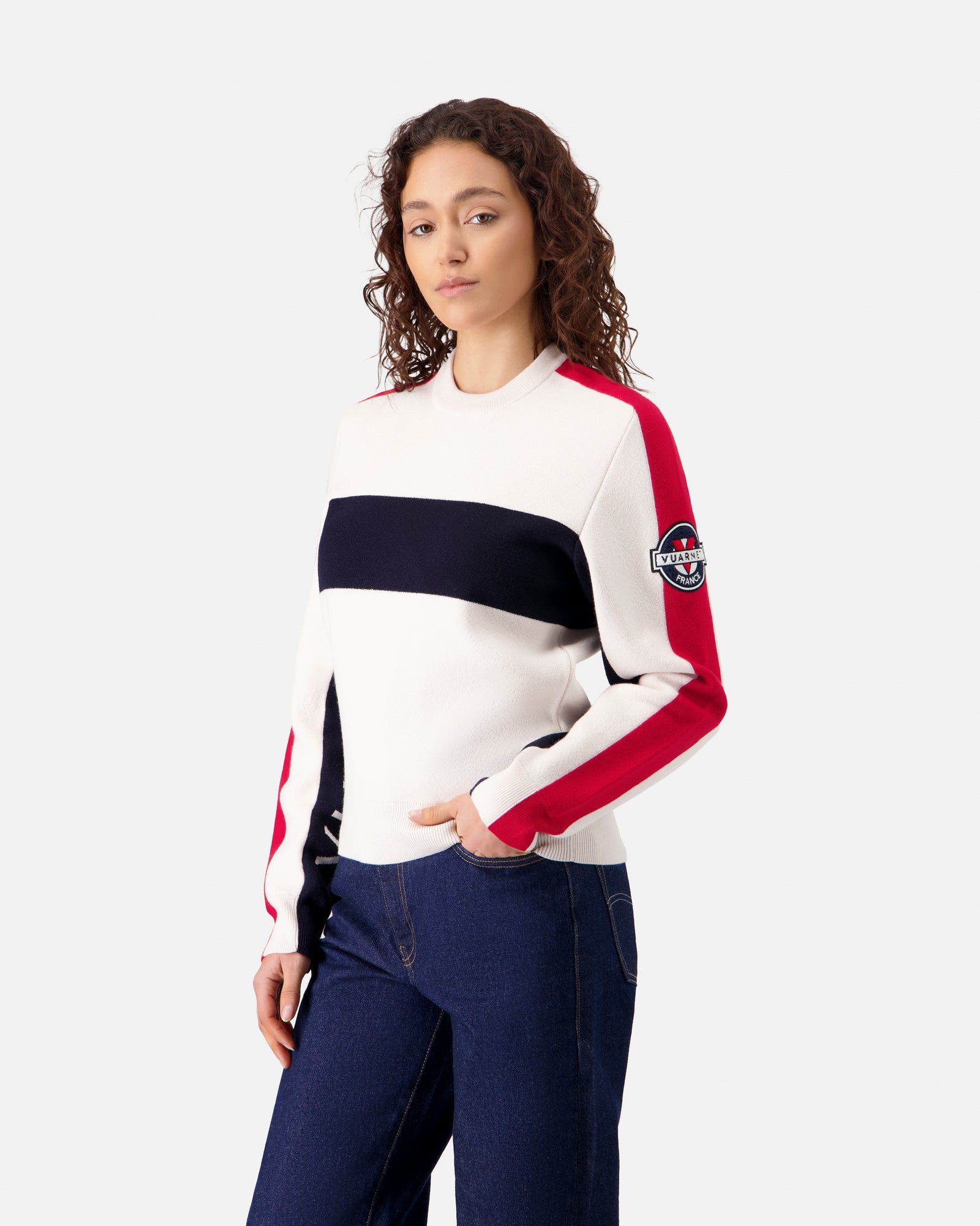 WHITE/NAVY/RED WOMEN'S RACING PULLOVER