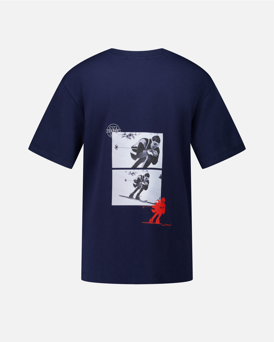 NAVY BLUE WOMEN'S T-SHIRT LOGO SKIER